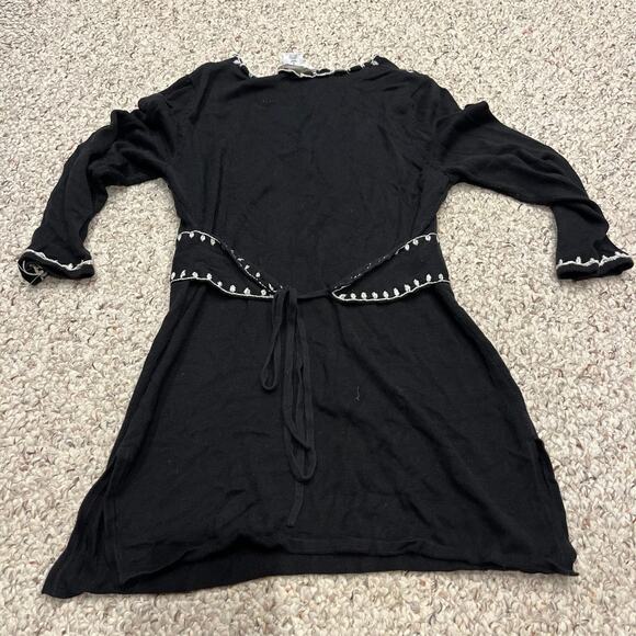 White House Black Market Babydoll Tunic Top Sz S Silk Cotton Blend Embroidered - Picture 2 of 6